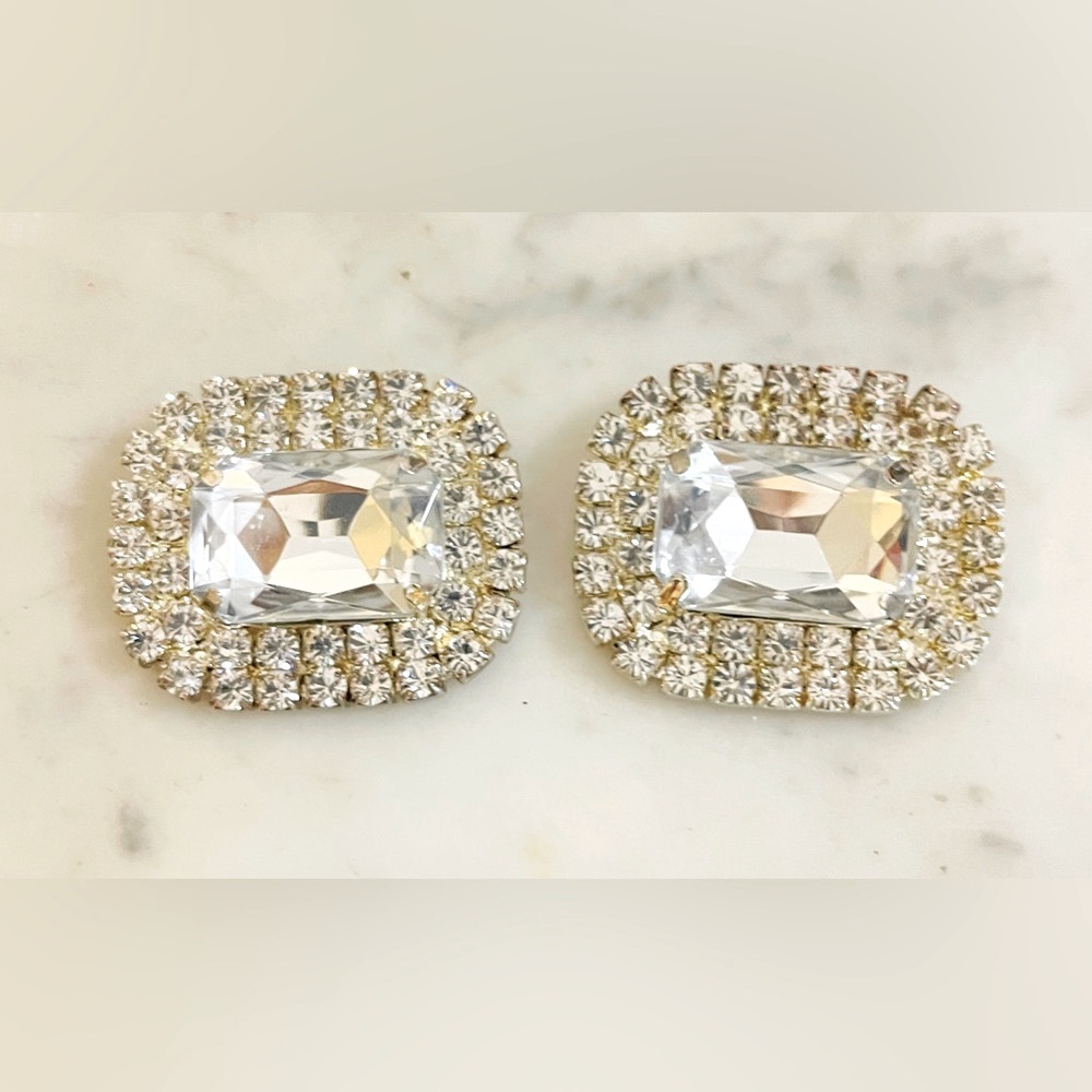 Vintage Bluette of France Sparkle Light Blue Rhinestone Shoe Clips - Picture 2 of 6